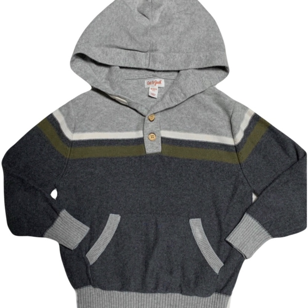 Striped Hooded Pull-Over Sweater